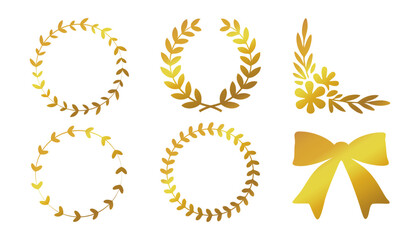 Golden Wreath Set with a bow for decorating medals, awards, diplomas, certificates and invitations.