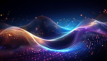abstract digital wave of glowing particles
