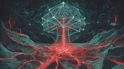 Central Complex Thalamus Relay Red Pain Lines Branching Brain Art