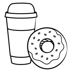 Illustration of a coffee cup and a donut