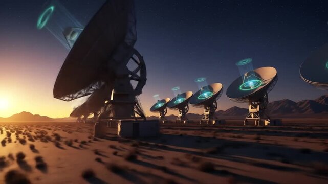 Radio Astronomy array in desert observing cosmic events, monitoring, search for extraterrestrial