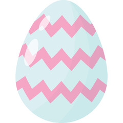 Light Blue Easter Egg With Pink Chevron Pattern Isolated On White Background Festive Spring Holiday Celebration