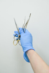 surgery instruments collection on white background. medical tools frame. surgeon concept.