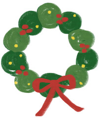 리본이 달린 크리스마스 리스 일러스트-christmas wreath