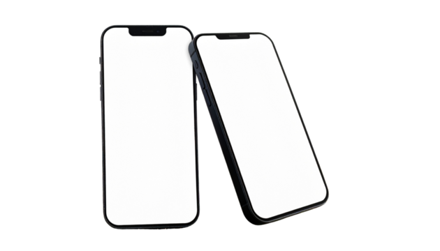   Title 1:  Modern Smartphone Duo Vector Set, isolated on transparent background