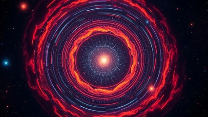 remnants. Celestial fireworks of concentric supernova rings in vibrant colors, illustrating stellar explosions. STEM education sheets.