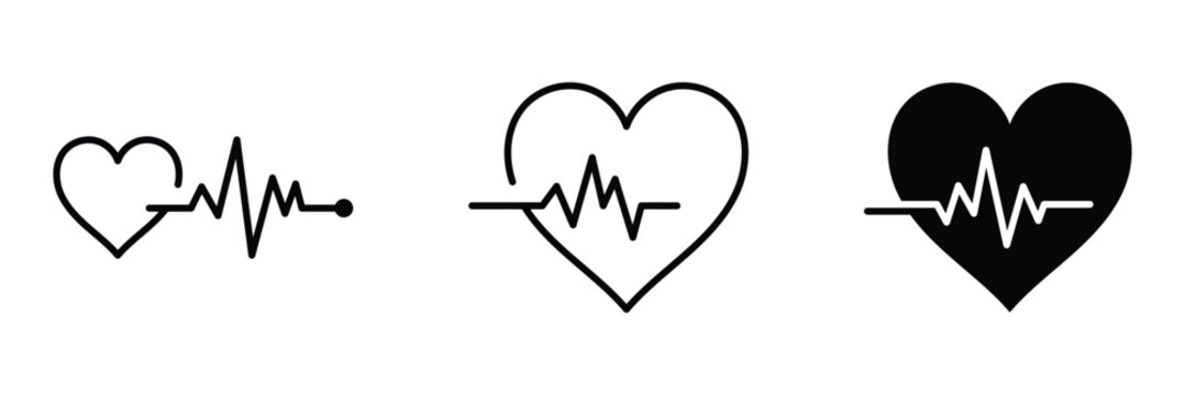Heartbeat line icon vector illustration, Set of heartbeat icon on Symbol cardiogram heart logo