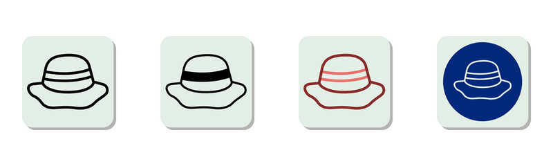 Sun Hat Icon Multi Style Vector Illustration