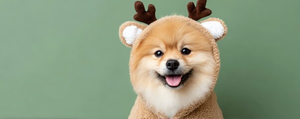 Adorable puppy in christmas costume for holiday charm and joy