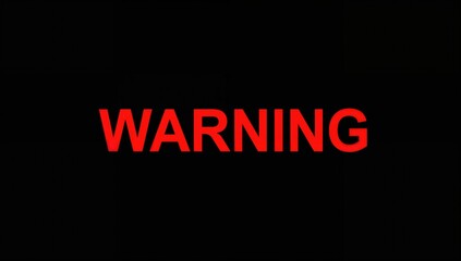 Obraz premium Red warning message on black backdrop, indicating alertness and caution