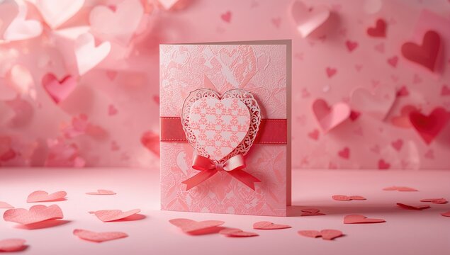 Greeting card featuring hearts for Valentine's Day, expressing affection and celebration