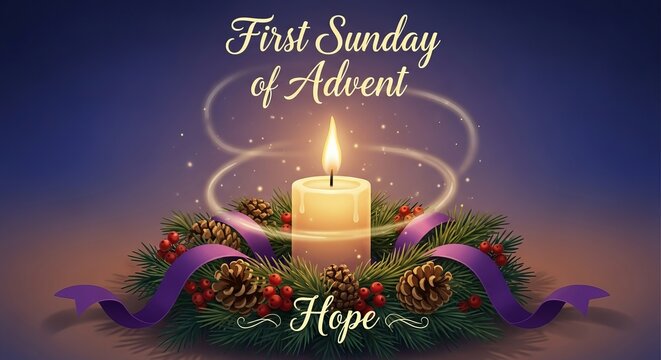 Embrace the warm glow of First Sunday of Advent and find hope, peace, and joy this Christmas season with a beautiful candle wreath display