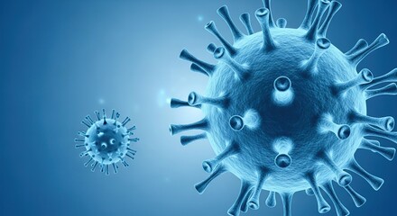 Close up of a blue virus particle on a blue background