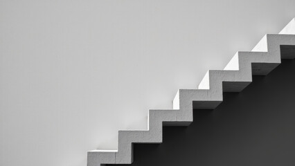Fototapeta premium Minimalist staircase design, modern architecture, geometric shapes, monochrome color scheme, clean lines, abstract composition