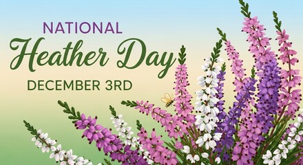 Naklejka premium Celebrate National Heather Day on December 3rd with vibrant blooms and charming illustrations for greeting cards, social media, and seasonal promotions