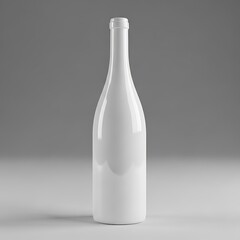 Sleek glossy white wine bottle mockup isolated on a neutral grey background for product branding