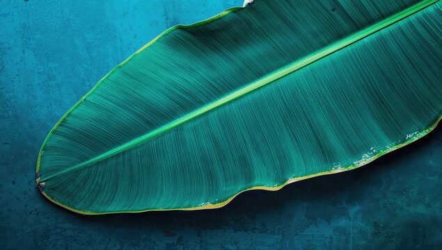 The surface of a banana leaf, suitable for culinary presentations or decorative uses