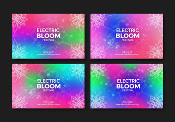 Electric bloom festival event tickets concert series music festival promotion and advertisement template design
