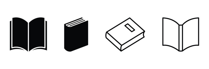 Book icon set education study reading learning language skill sign symbol line pictogram vector illustration design flat graphic design