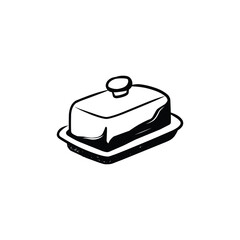 Hand Drawn Butter Dish Doodle Line Art