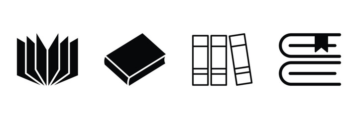 Book icons set isolated on white background