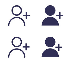 Set of Add user icon on white background.