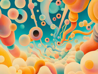 Surreal abstract tunnel of colorful bubbles and tendrils evoking wonder