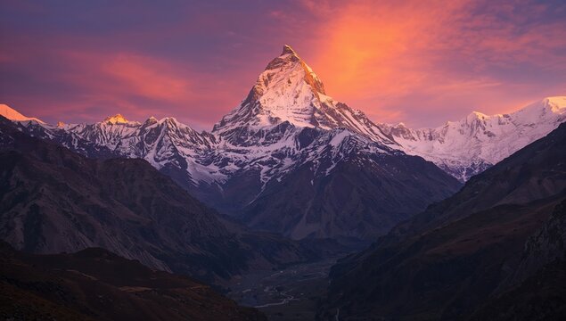 Sunset illumination over mountainous range, highlighting erosion risk