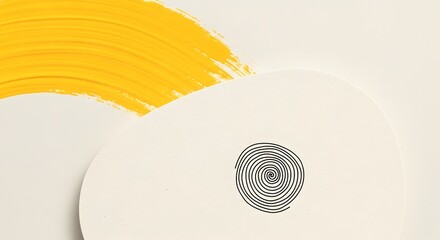 Yellow paint stroke over paper with fingerprint graphic