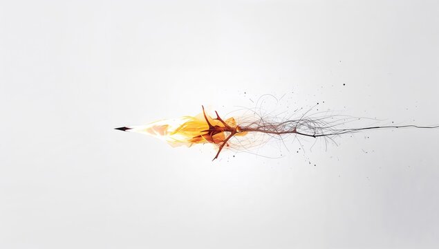 The flames burning behind a sharp thorn, showcasing a contrasting natural texture
