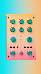 Colorful audio mixer panel with knobs and sliders in pastel gradient