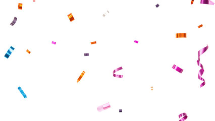 Colorful confetti falling in various shapes and sizes, creating festive atmosphere. Perfect for celebrations and joyful events