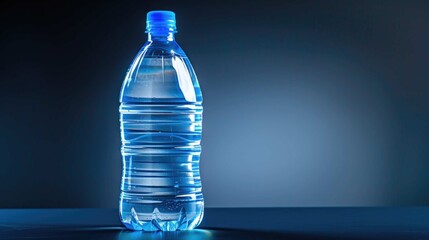 A close-up of a clear plastic bottle filled with clean, refreshing water