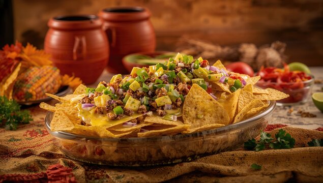 Nacho chips with salsa verde, fiber-dense choice