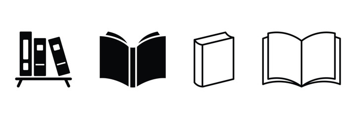 Book icon set. Open book. Simple book symbol. Book icon isolated vector illustration on white background. Education sign. Vector illustration. EPS 10