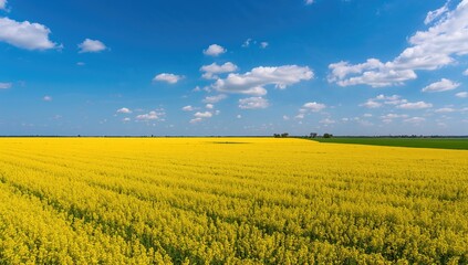 Fototapeta premium Aerial View of a Rapeseed Field, seasonal change