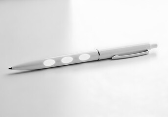 Elegant White Pen with Polka Dots for Writing and Note-Taking