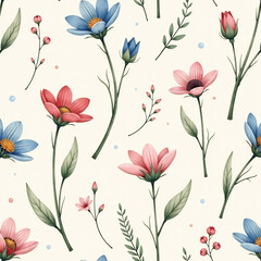 Ethereal Whisper Wildflower Seamless - Airy Botanical Pattern for Walls