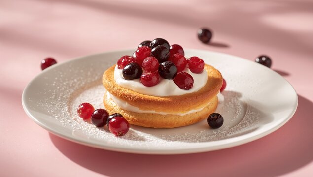 Puff pastry filled with cream and currant, fiber-dense choice