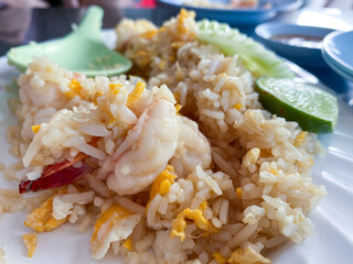 Delicious Shrimp Fried Rice with Lime and Vegetables