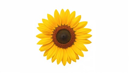 Fototapeta premium Yellow Sunflower against a white backdrop, suitable for floral design or editorial use