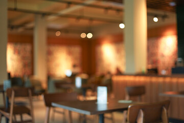 Soft Focus Blurred Interior Restaurant Scene with Tables and Chairs
