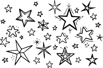 Obraz premium Hand drawn star illustrations seamless pattern on white background