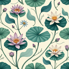 Art Nouveau Water Garden - Elegant Floral Repeat for Serene Interiors