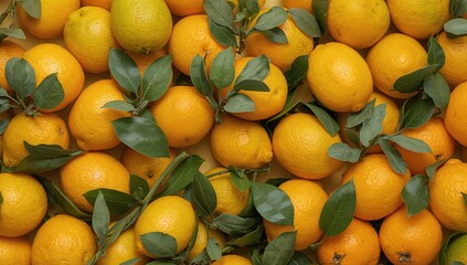 Vivid yellow background featuring ripe lemons complemented by eucalyptus stems, a fiber-dense choice for summer