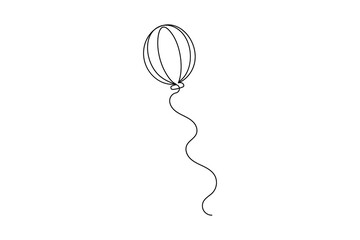 Balloon one line art illustration on a clean white background for minimal design concepts
