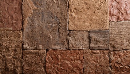 Fototapeta premium Mixed husk and clay brick wall background, rough texture for design applications
