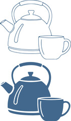 Bold kettle and cup duo ready for your morning brew time