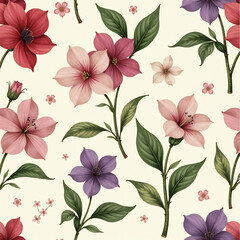 Obraz premium Heritage Blossom: Timeless Pastel Wildflower Seamless Frieze