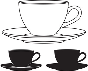 Elegant minimalist coffee cup line art icons for branding